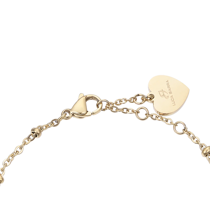 BRACCIALE DONNA IN ACCIAIO IP GOLD CON CUORI CON CRISTALLI BIANCHI