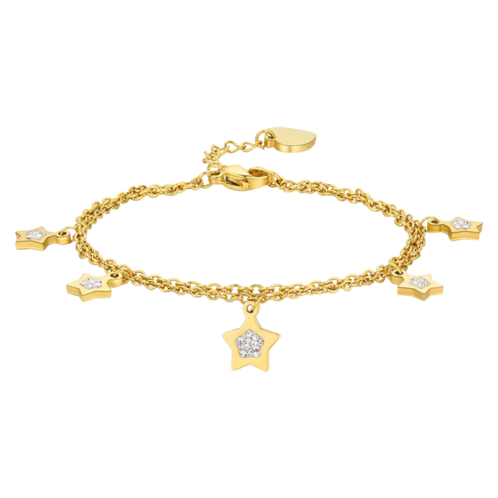 BRACCIALE DONNA IN ACCIAIO IP GOLD CON STELLE E CRISTALLI BIANCHI