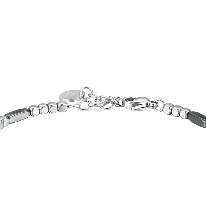 BRACCIALE UOMO IN ACCIAIO CON EMATITE SILVER ED ELEMENTI GRIGI