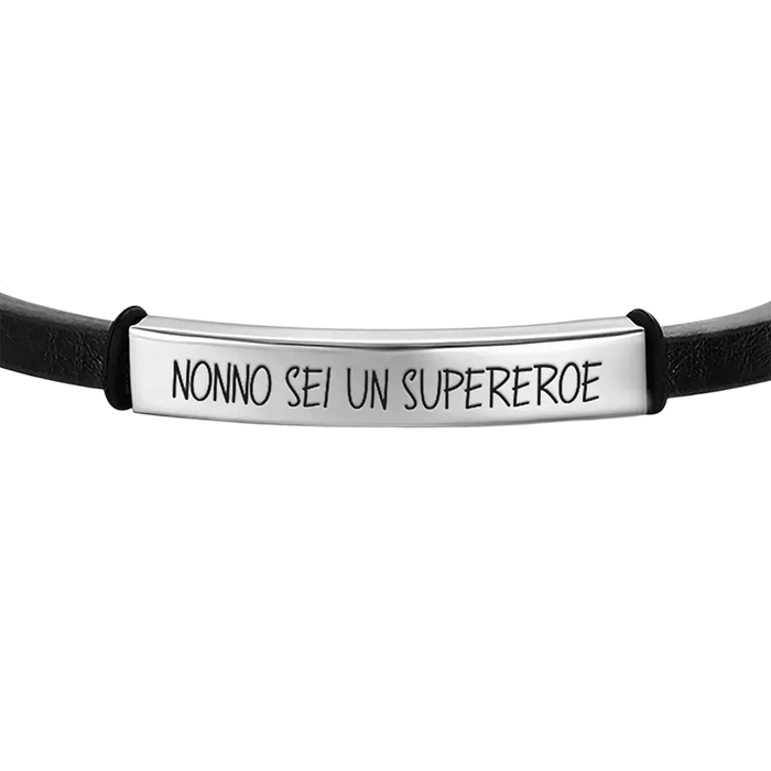 BRACCIALE UOMO IN ACCIAIO NONNO SEI UN SUPEREROE