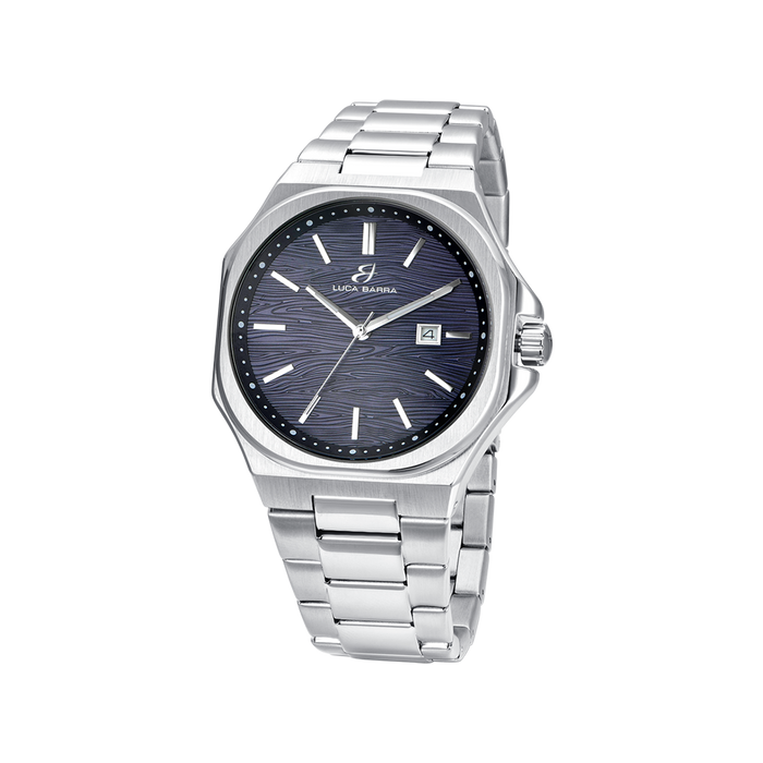 OROLOGIO UOMO IN ACCIAIO QUADRANTE BLU, DETTAGLI SILVER - BU114