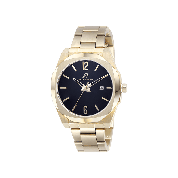 OROLOGIO CON CASSA IN ACCIAIO IP GOLD QUADRANTE NERO BRACCIALE GOLD