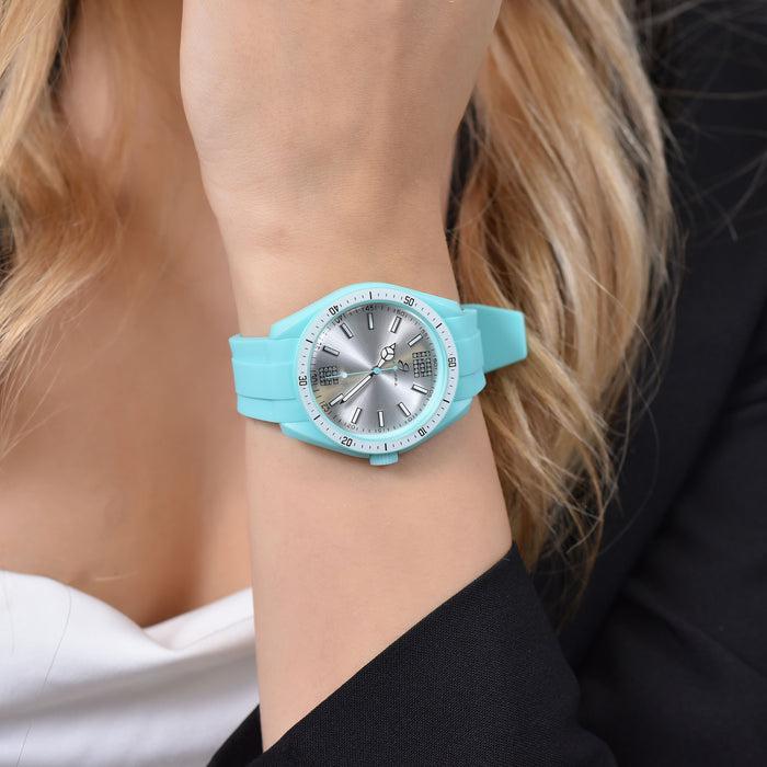 OROLOGIO DONNA IN SILICONE ACQUAMARINA E BIANCO - BW369