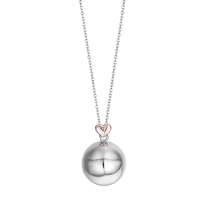 COLLANA CHIAMA ANGELI IN ACCIAIO, CIONDOLO IN METALLO CON CUORE ROSE'