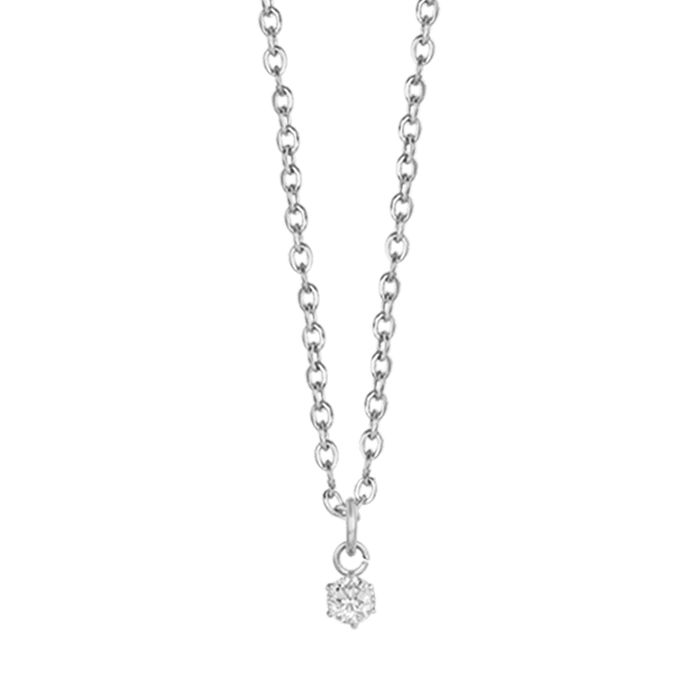 COLLANA DONNA PUNTO LUCE IN ACCIAIO CON CRISTALLO BIANCO DA 3MM