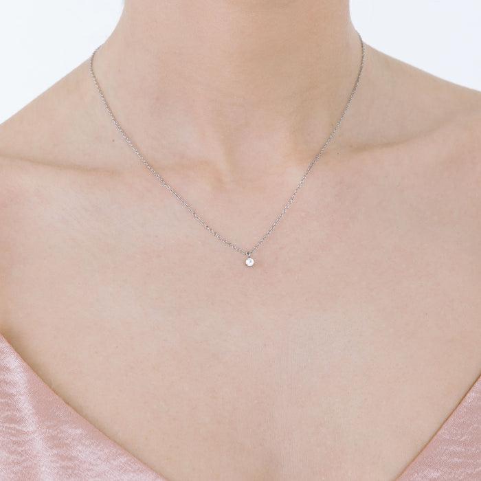 COLLANA DONNA PUNTO LUCE IN ACCIAIO CON CRISTALLO BIANCO DA 3MM
