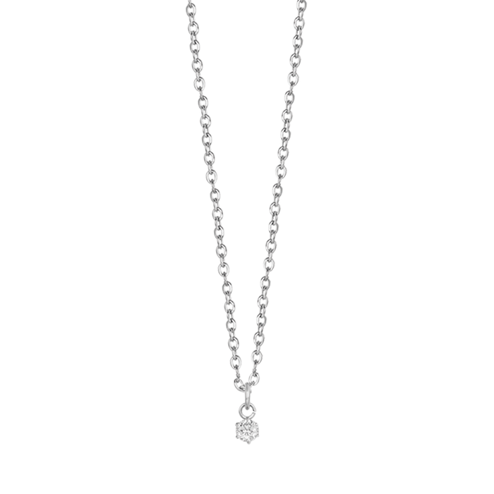 COLLANA DONNA PUNTO LUCE IN ACCIAIO CON CRISTALLO BIANCO DA 3MM