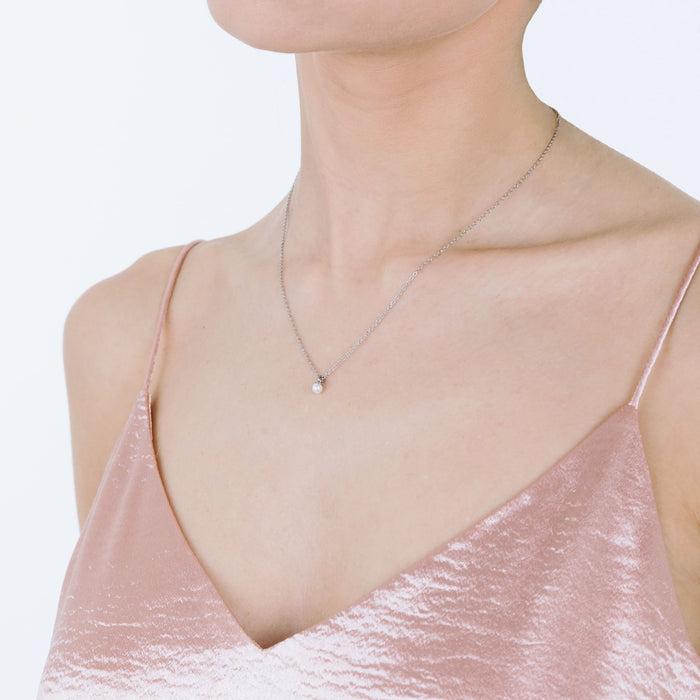 COLLANA DONNA IN ACCIAIO CON PERLE DA 4MM