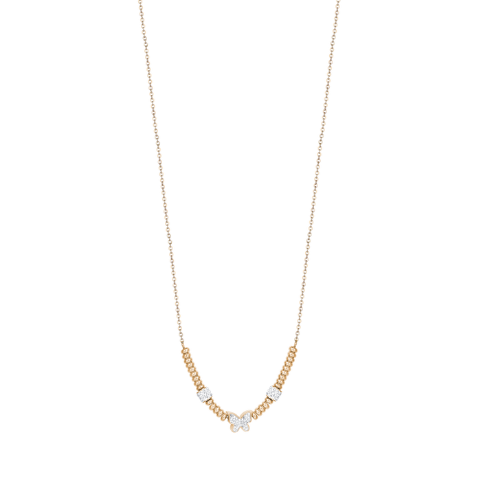 COLLANA IN ACCIAIO IP GOLD CON FARFALLA CON CRISTALLI BIANCHI