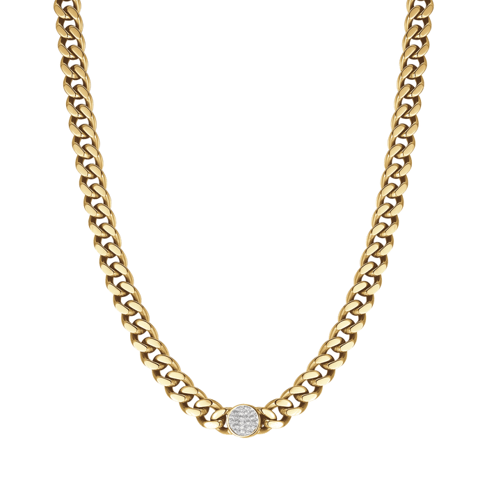 COLLANA DONNA IN ACCIAIO CON CRISTALLI ROSA