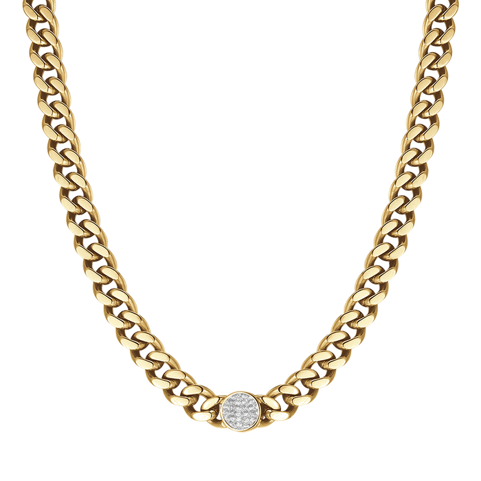 COLLANA DONNA IN ACCIAIO CON CRISTALLI ROSA