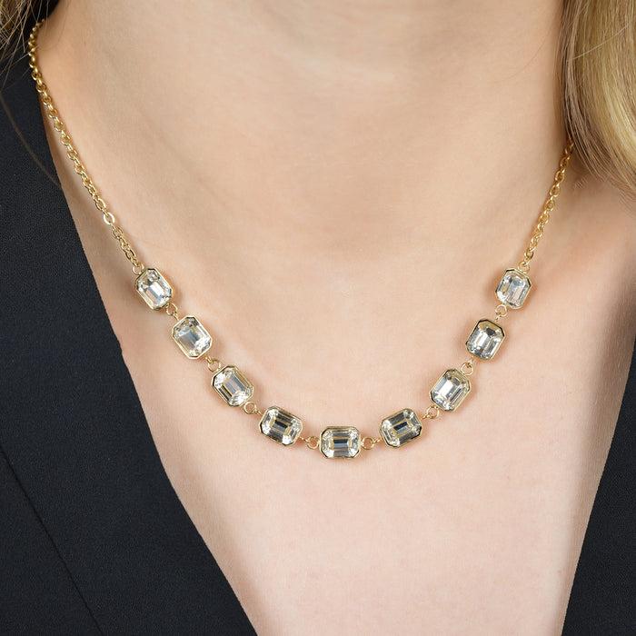 COLLANA DONNA IN ACCIAIO IP GOLD CON CRISTALLI BIANCHI