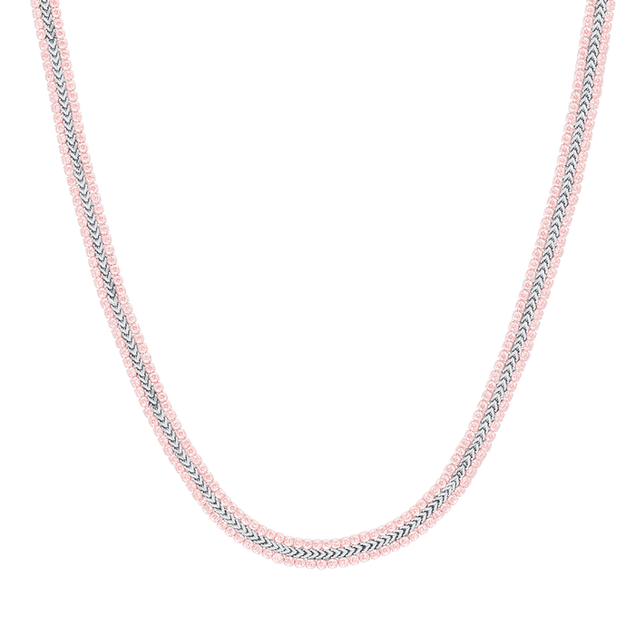 COLLANA TENNIS DONNA IN ACCIAIO CON CRISTALLI ROSA