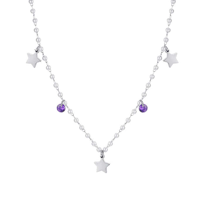 COLLANA DONNA IN ACCIAIO PERLE CON STELLE