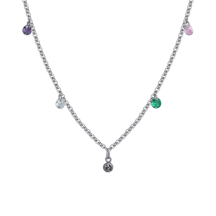 COLLANA DONNA IN ACCIAIO CRISTALLI MULTICOLOR