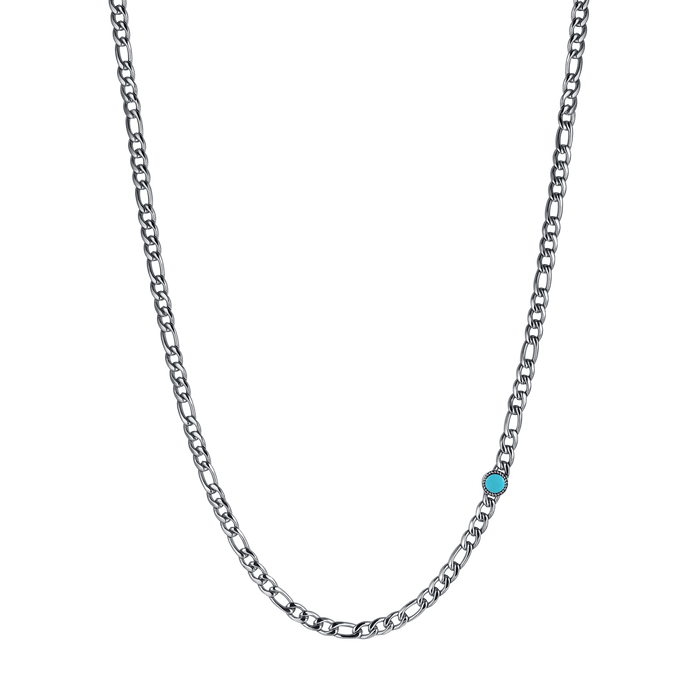 COLLANA UOMO IN ACCIAIO CON PIETRA TURCHESE