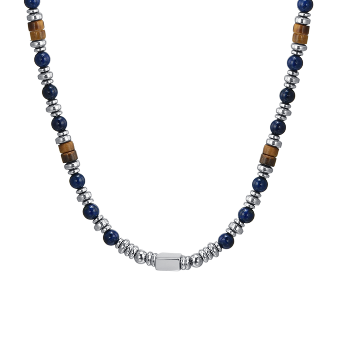COLLANA UOMO IN ACCIAIO CON PIETRA LAPIS