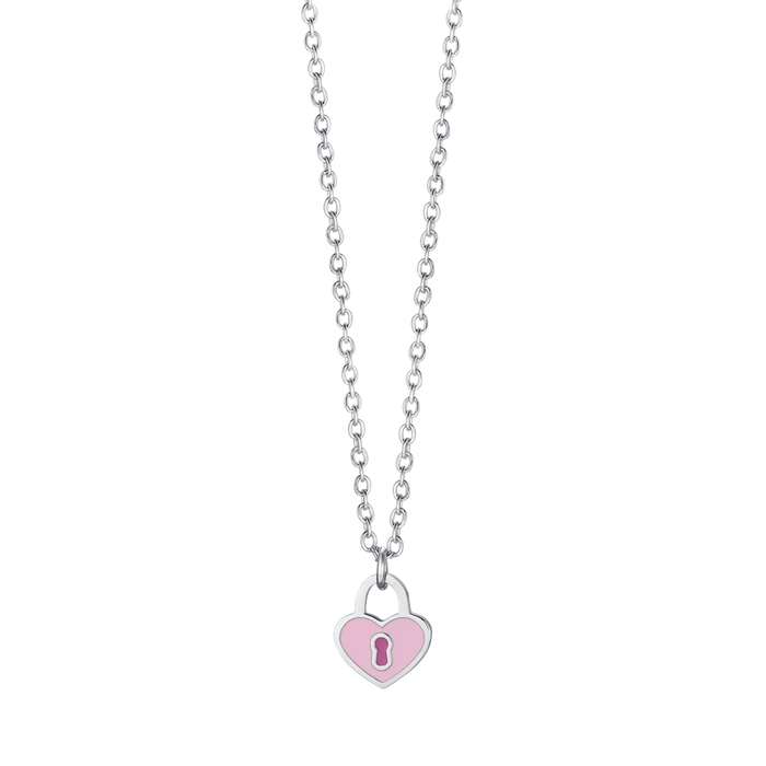 COLLANA BAMBINA IN ACCIAIO CON CUORE LUCCHETTO