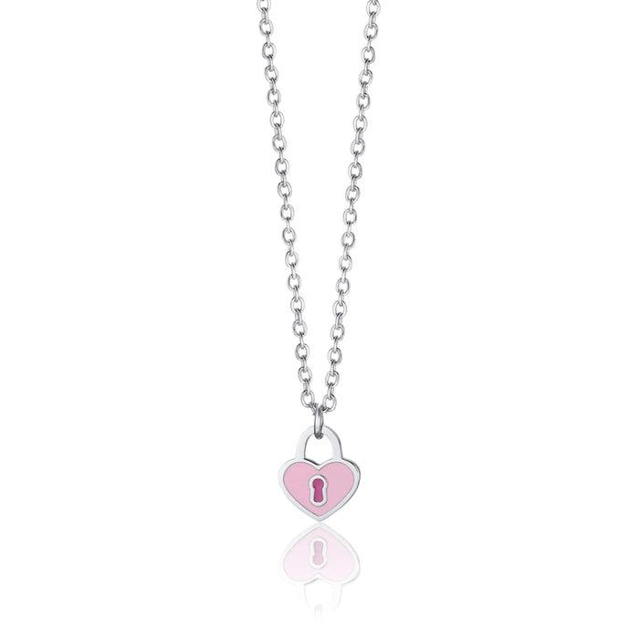 COLLANA BAMBINA IN ACCIAIO CON CUORE LUCCHETTO