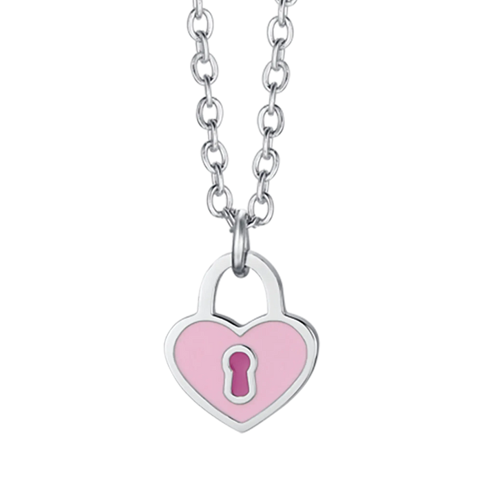 COLLANA BAMBINA IN ACCIAIO CON CUORE LUCCHETTO