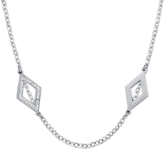 COLLANA DONNA IN ACCIAIO CON CRISTALLI BIANCHI