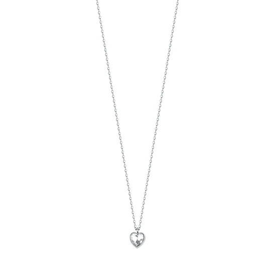 COLLANA DONNA IN ACCIAIO CON CUORE PUNTO LUCE BIANCO