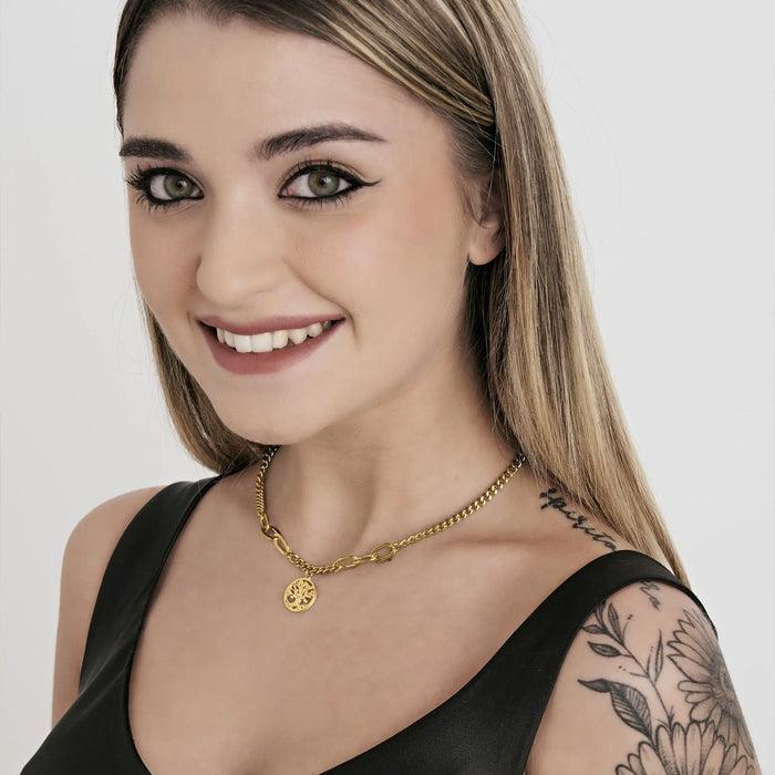 COLLANA DONNA IN ACCIAIO IP GOLD CON ALBERO DELLA VITA
