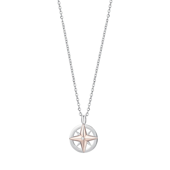 COLLANA UOMO IN ACCIAIO CON ROSA DEI VENTI IP ROSE