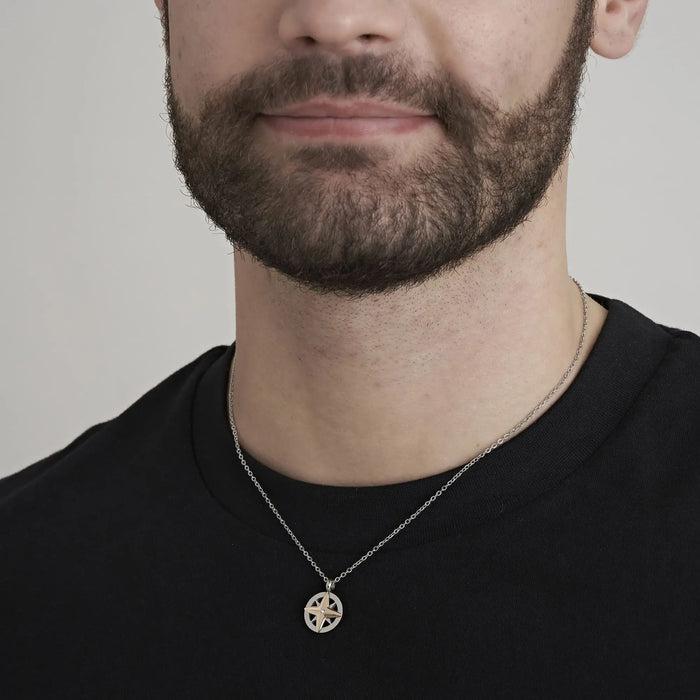 COLLANA UOMO IN ACCIAIO CON ROSA DEI VENTI IP ROSE