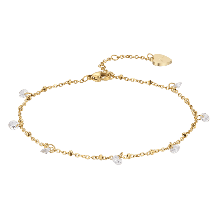 CAVIGLIERA DONNA IN ACCIAIO IP ROSE CON CRISTALLI BIANCHI