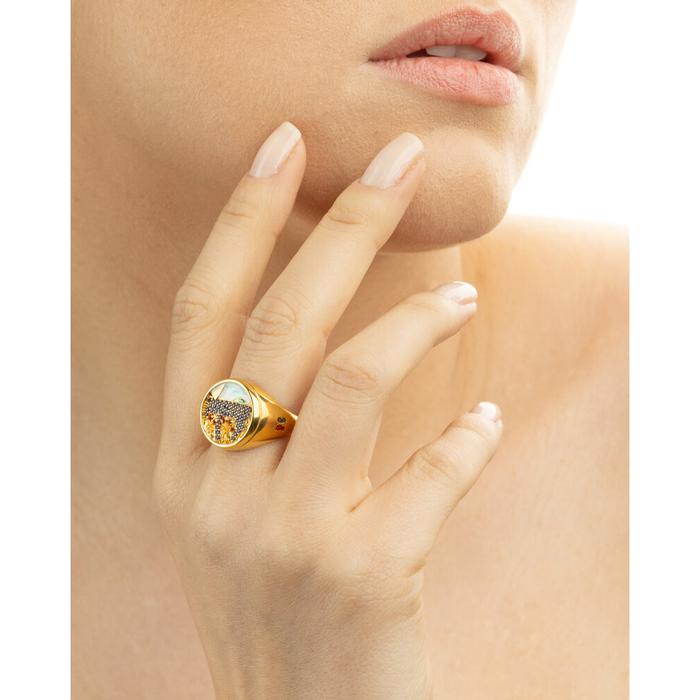 Anello Fichi Vela Lapilli Rotondo Dorato