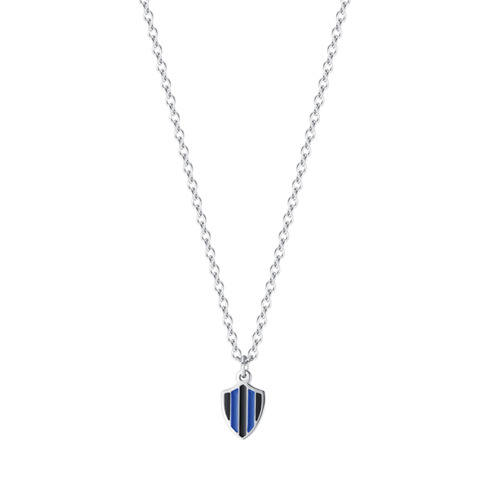 COLLANA BAMBINO IN ACCIAIO CON SMALTO NERO E AZZURRO