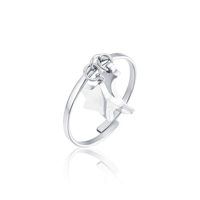 Anello In Acciaio Con Stella E Luna