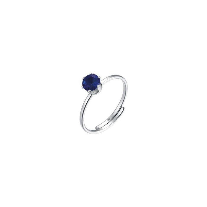 Anello in acciaio con cristallo blu