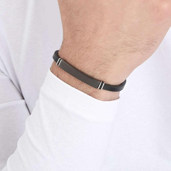 Bracciale in acciaio e pelle e ip gun