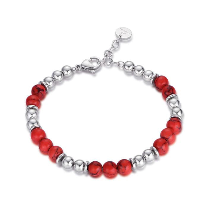 Bracciale In Acciaio Con Pietre Rosse