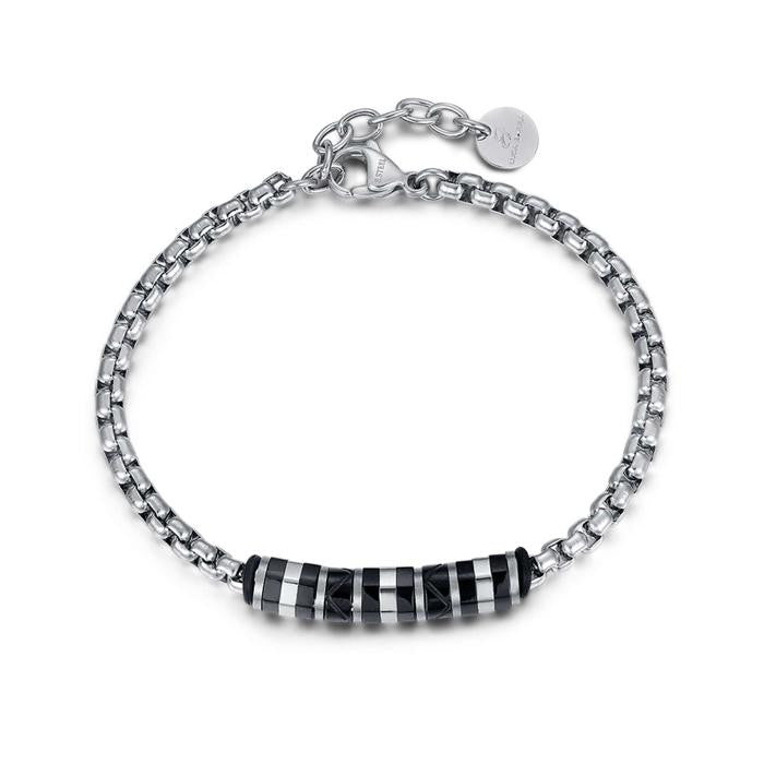 Bracciale In Acciaio Con Elementi In Acciaio Ip Nero