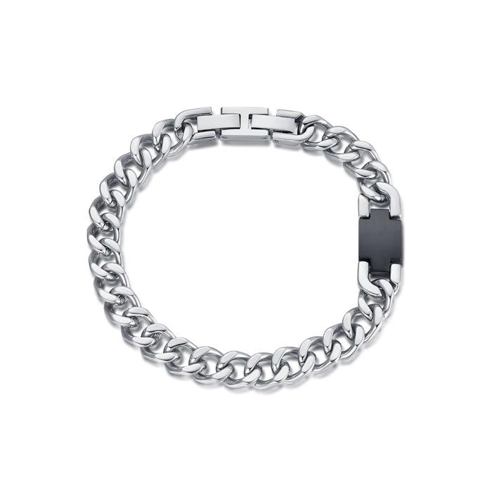 Bracciale In Acciaio Con Elemento In Ip Nero