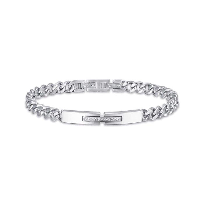 Bracciale In Acciaio Con Cristalli Bianchi