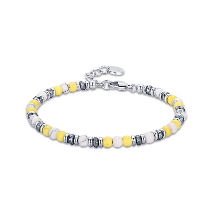 Bracciale In Acciaio Con Pietre Gialle E Bianche