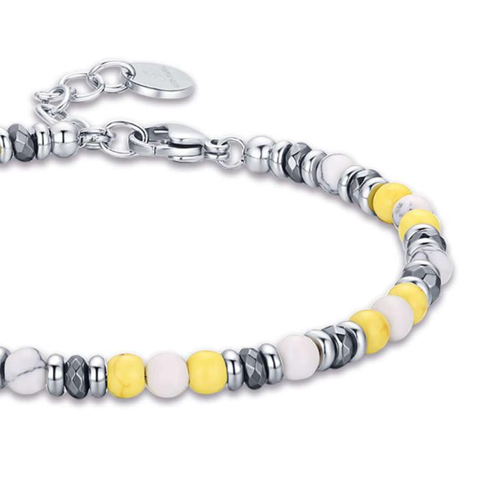 Bracciale In Acciaio Con Pietre Gialle E Bianche