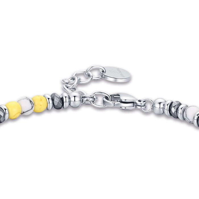 Bracciale In Acciaio Con Pietre Gialle E Bianche