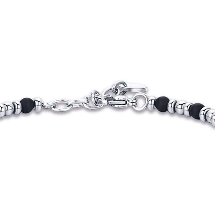 Bracciale In Acciaio Con Infinito E Agata Nera