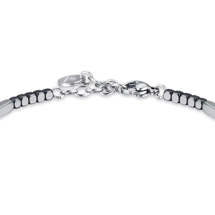 Bracciale in acciaio con ematite grigia e silver