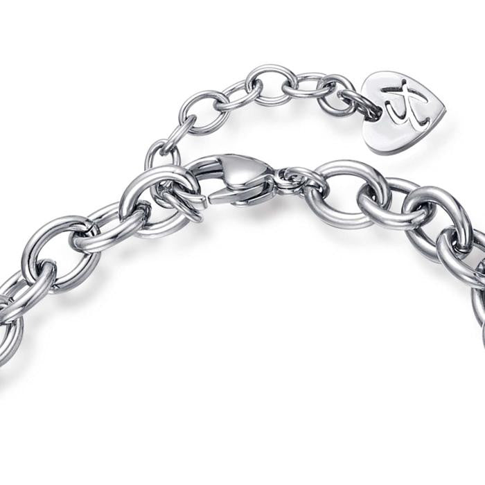 Bracciale In Acciaio - Cuore + Campanellino Suono Della Felicita'
