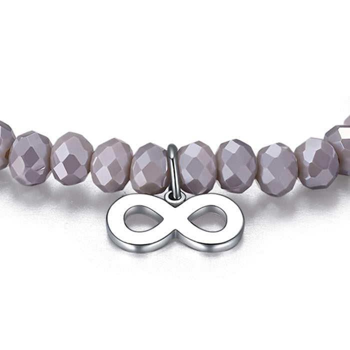 Bracciale Con Cristalli Grigi E Infinito