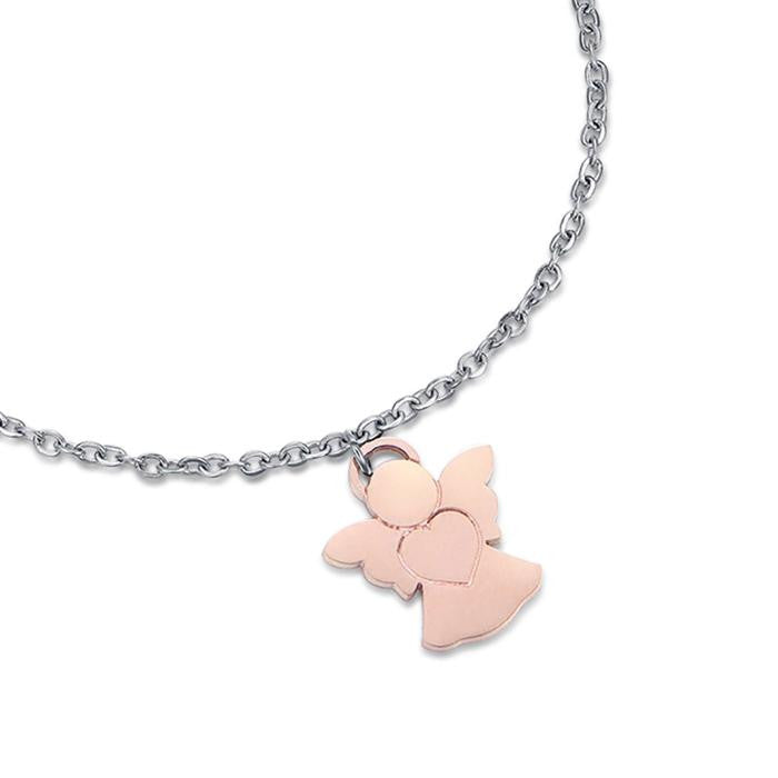 Bracciale In Acciaio Con Angelo Ip Rose
