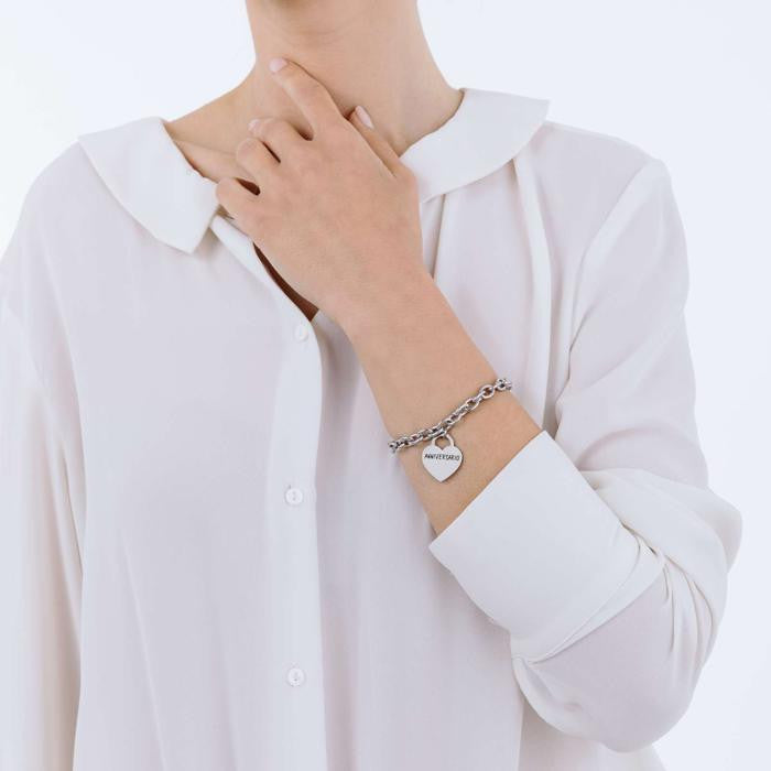 Bracciale In Acciaio Con Cuore Anniversario
