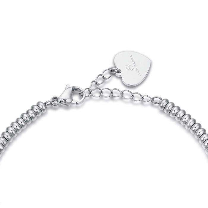 Bracciale In Acciaio Con Cuore Con Cristalli Bianchi