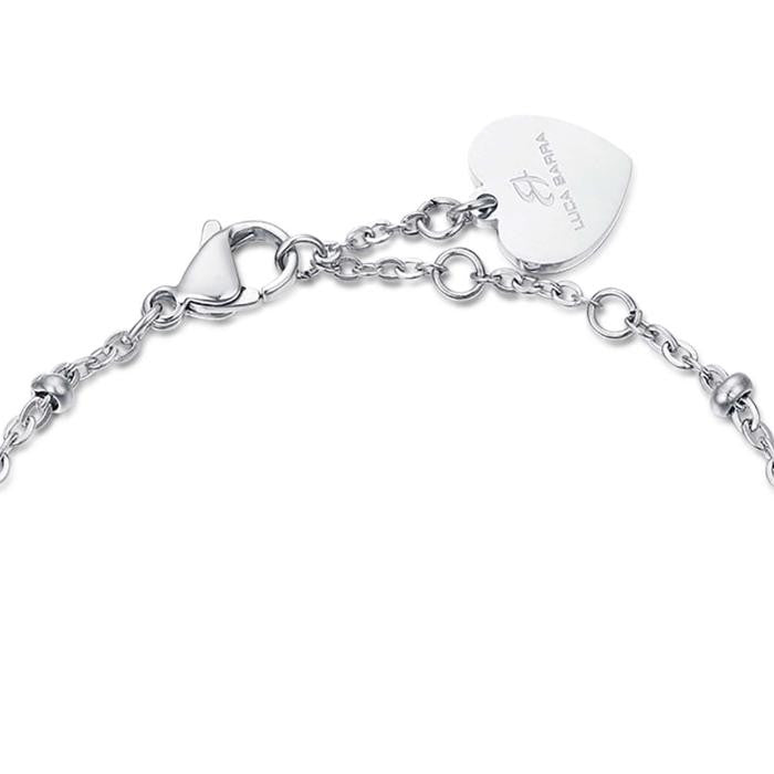Bracciale In Acciaio Con Quadrifogli Con Cristalli Bianchi
